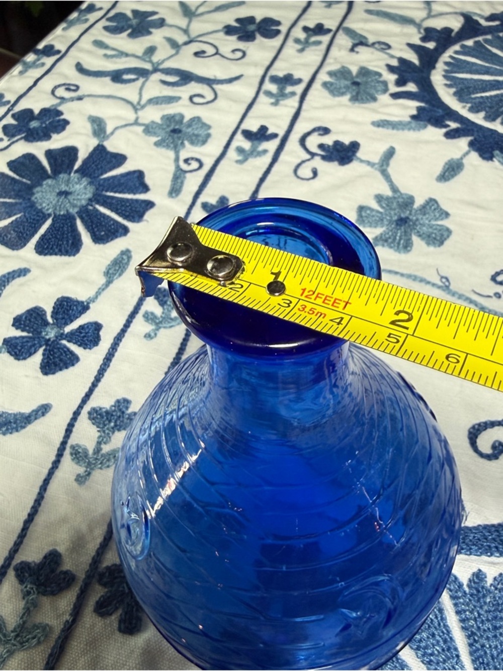 VTG Sun Moon Cobalt Blue Glass Decanter/Flask/Vase Celestial Whimsical Y2K Press - Picture 8 of 10
